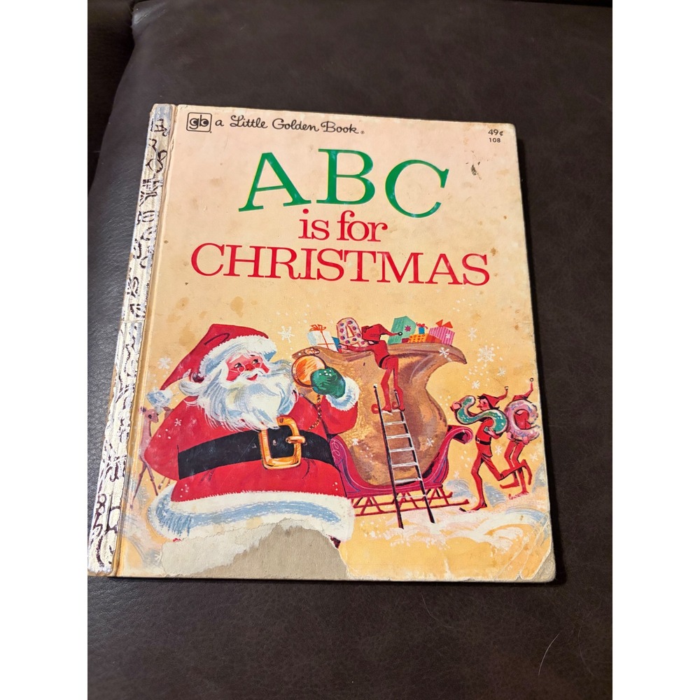 Vintage 1974 ABC is for Christmas Little Golden Book Jane Werner Watson 454-10